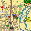 Ilustrovan� mapka Rajhradu s Ak�tov�m domem a d�le�it�mi m�sty okolo